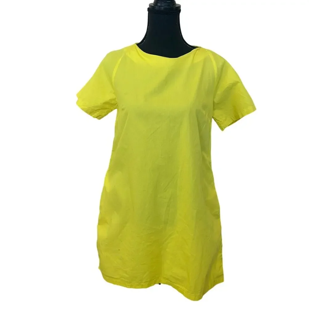 Osman Yousefzada Yellow Shift Mini Dress SIZE 8 T-shirt Cotton Office Work $210 - Picture 5 of 9